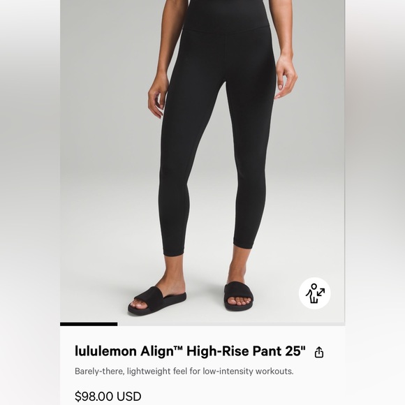 Lululemon Black Leggings. - 25 in - Size 4 - Picture 1 of 4